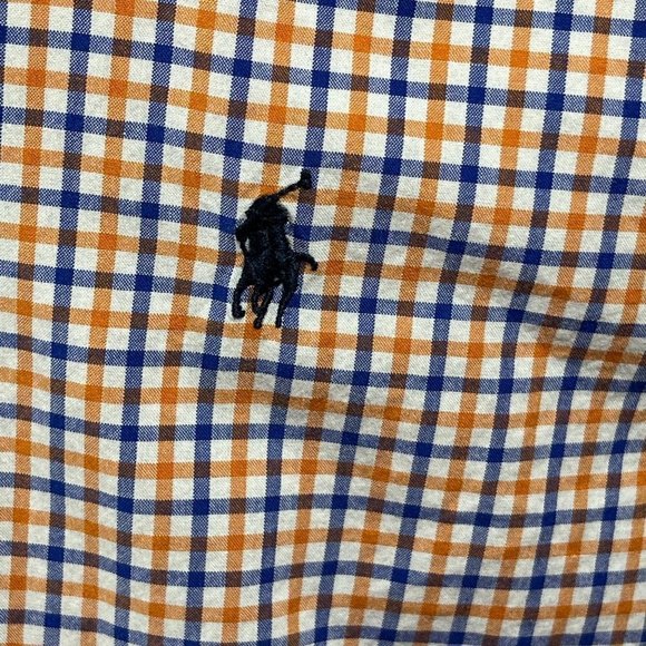 Ralph Lauren Big Boys Button Down Blue Orange Check Long Sleeve Shirt Size XL 20 - Picture 4 of 6